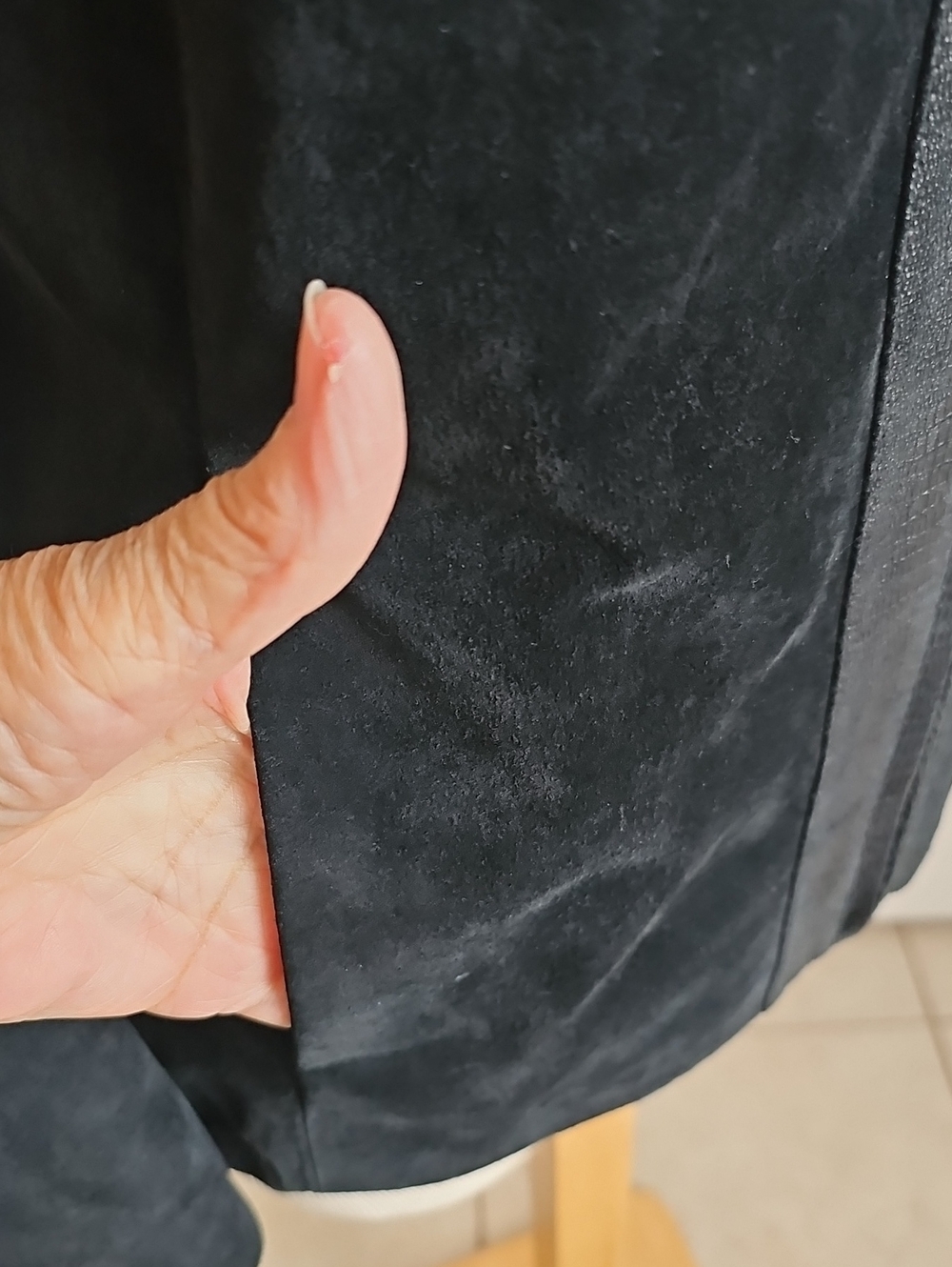 Preston & York Suede Croc Trim Jacket Womens Size S Black Zip Leather Moto Coat - Picture 3 of 6